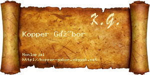 Kopper Gábor névjegykártya