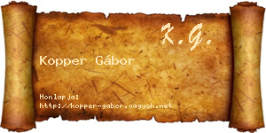 Kopper Gábor névjegykártya